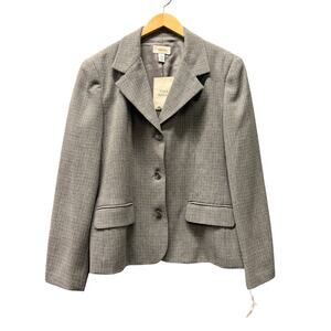 Talbots Blazer Womens 12 Gray Virgin Wool Jacket‎ USA Vintage Deadstock NEW NOS